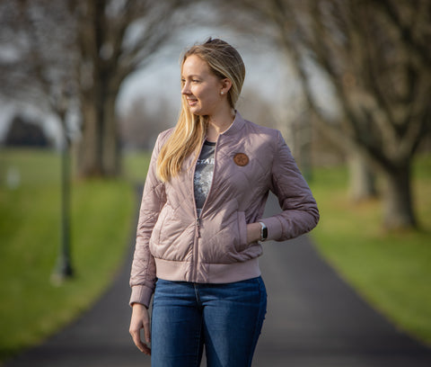 Womens' WinStar Leather Patch Quilted Jacket