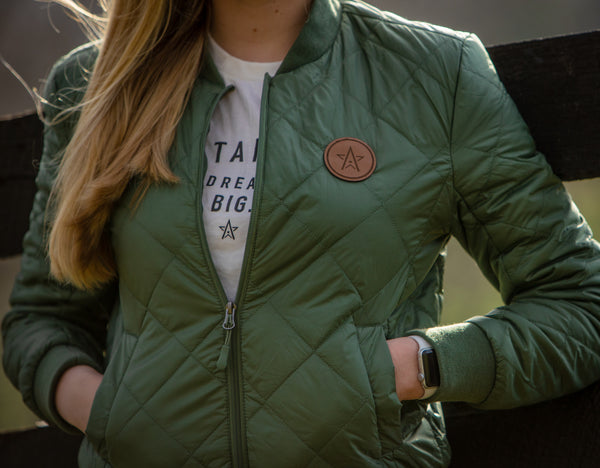 Womens' WinStar Leather Patch Quilted Jacket