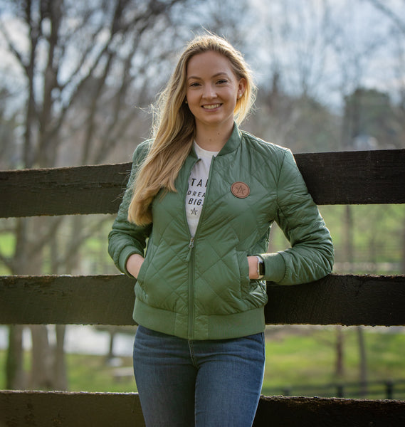 Womens' WinStar Leather Patch Quilted Jacket